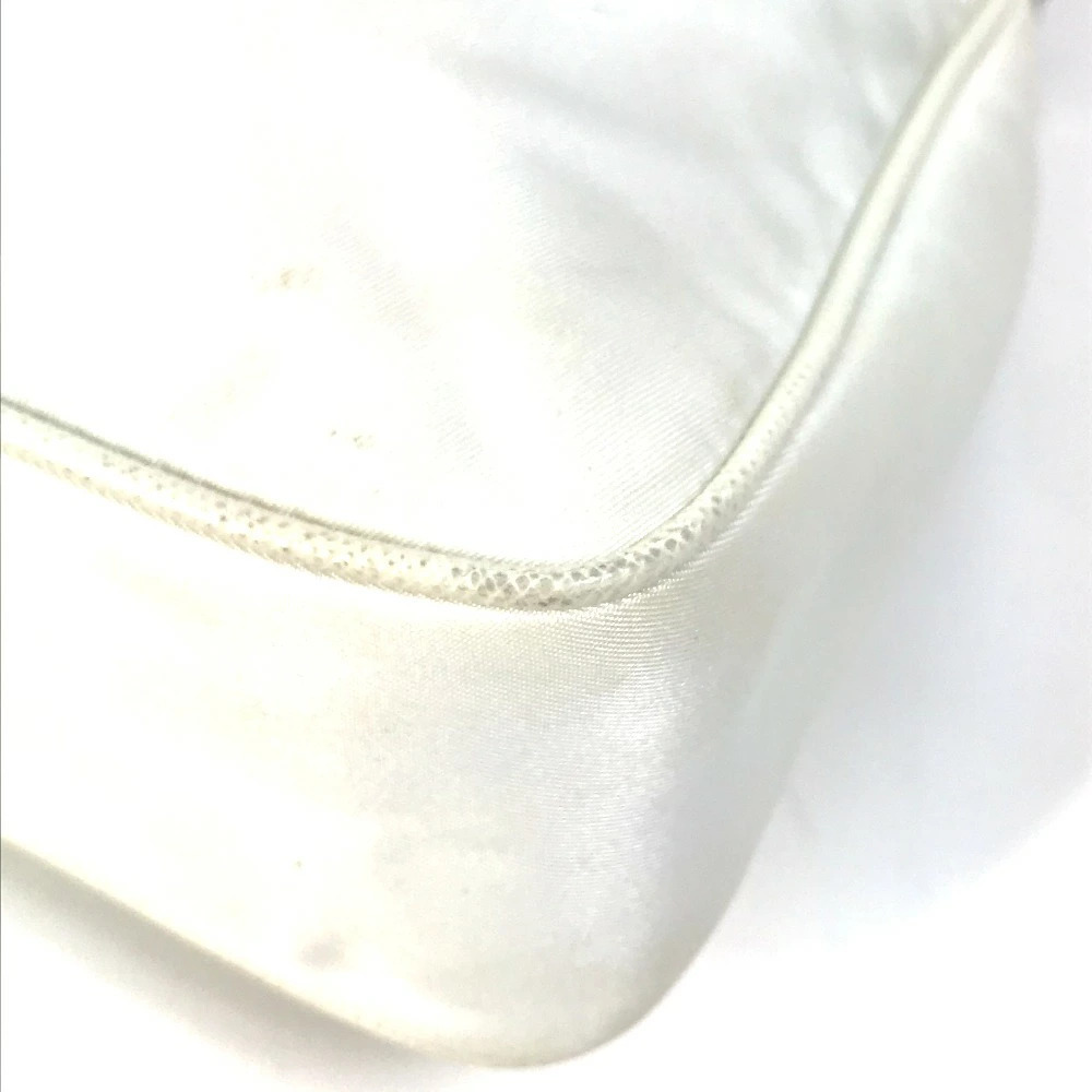 PRADA Triangle Logo Plate Edition Crossbody Bag Clutch Chain White - Picture 5 of 15